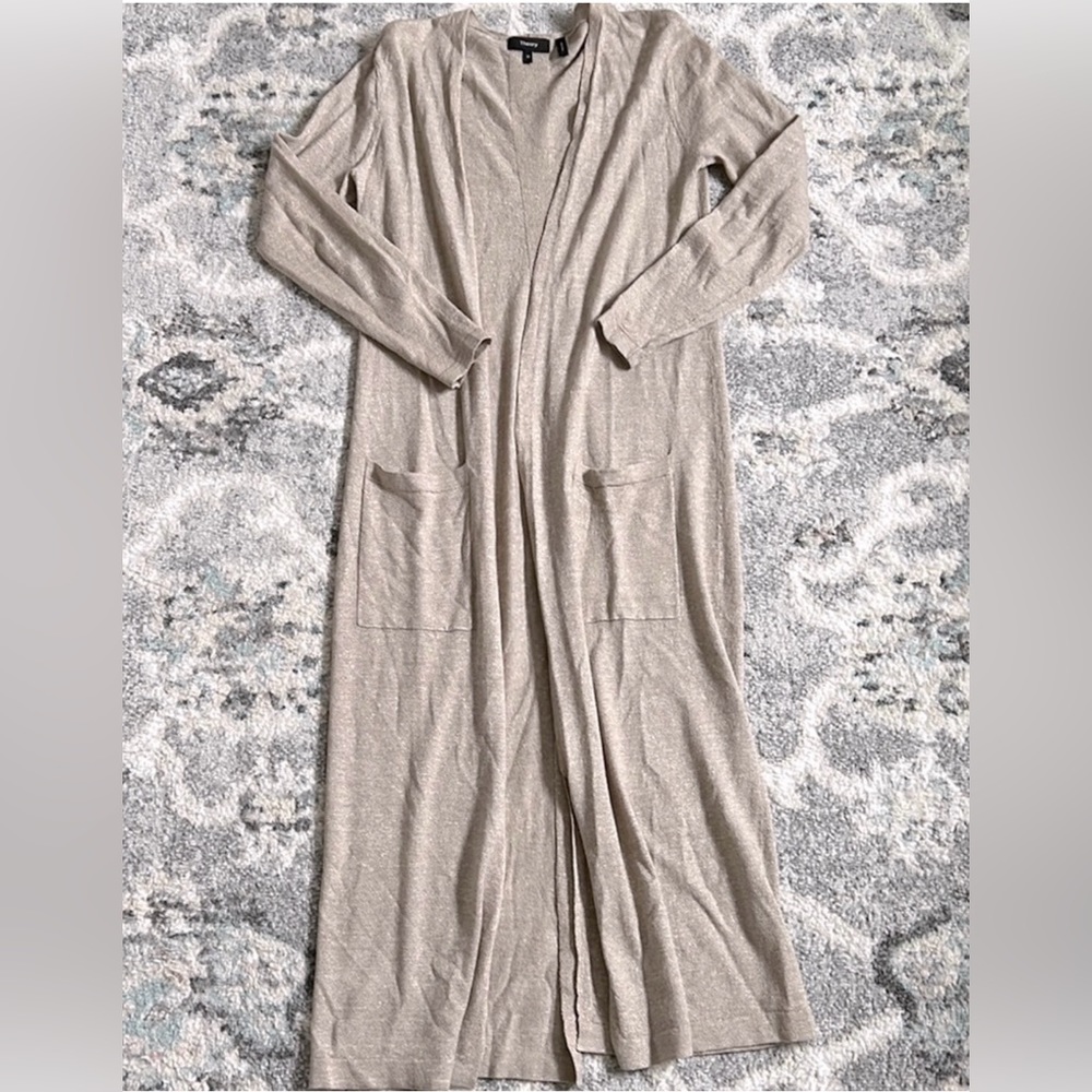 Theory Wool Linen Blend Sweater/Duster Cardigan M
